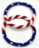 2 Pcs Set US Flag Design Colors Pattern Roll Over Nepal Handmade Jewelry Glass Beaded Bracelets