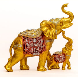 Dalax- Lucky Baby and Mama Elephant Collectible Statue, Lucky Figurines Perfect for Home Decor Office Xmas Decorations