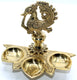 Handmade Solid Brass Peacock  Diya Oil Lamp cum Tabletop 3 Tealight Candle holder Centerpiece Decor