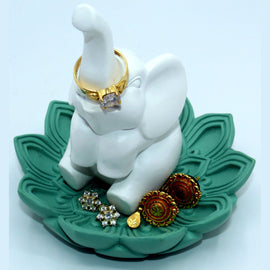 Dalax-Elephant Ring Holder Tray Decorative Jewelry Holders, Trinket Tray/Dish, Wedding Ring, Engagement Ring, Earrings Necklace Organizer Gift Set for Women