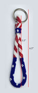 Handmade American Flag Design Beaded Keychain Bracelet Patriotic Color Glass Beaded Car Key Holder Wristlet for Women Keychain Bracelet Cute Keychain Accessories Cute Wrist Strap Gift