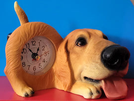 Desk Clock with Tail Cute Dog Home/Office Table Decoration