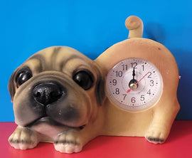 Cute Bulldog Figurine Desk Clock with Tail Cute Dog Home/Office Table Decoration