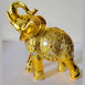 Dalax- 8” (H) Gold Color Elegant Elephant Statue With Trunk Facing Upwards Collectible Wealth Lucky Elephant Figurine, Home Office Decoration