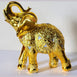 Dalax- 8” (H) Gold Color Elegant Elephant Statue With Trunk Facing Upwards Collectible Wealth Lucky Elephant Figurine, Home Office Decoration