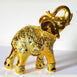 Dalax- 8” (H) Gold Color Elegant Elephant Statue With Trunk Facing Upwards Collectible Wealth Lucky Elephant Figurine, Home Office Decoration