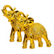 Set of 2 Dalax- 10” (H) Gold Color Elegant Elephant Statue with Trunk Facing Upwards Collectible Wealth Lucky Elephants Figurine, Perfect for Home Decor, Office Decoration Ornaments Statues Gifts Set