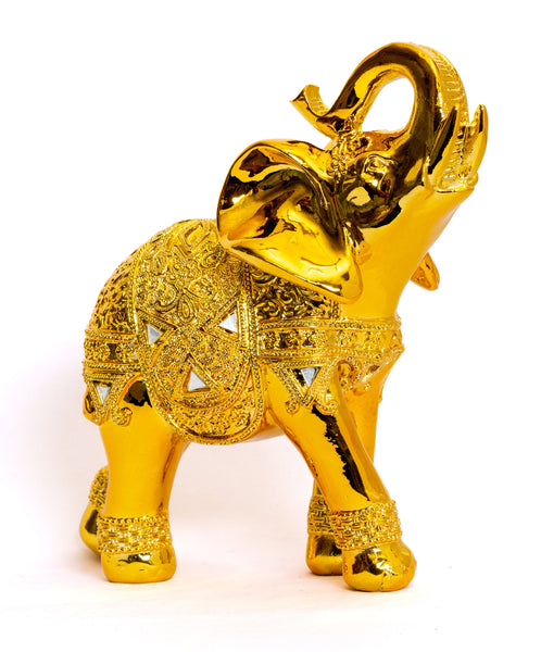 ★BLUE ELEPHANT★ DEMIA gold Set of 2 Dalax- 10” (H) Gold Color Elegant Elephant Statue