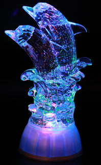 12 Sets Pair of Dolphin, LED Lighted Sparkling Multi-Color Changing Home Decorative Bedroom Décor Birthday Gift, Good Luck Marine Life Snow Globe