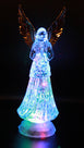 Dalax- Angel LED Lighted Sparkling Color Changing Snow Globe  12'' Prayer Angel Swirling Glitter Golden Wings Statue Home Decor Figurine