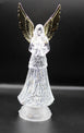 Dalax- Angel LED Lighted Sparkling Color Changing Snow Globe  12'' Prayer Angel Swirling Glitter Golden Wings Statue Home Decor Figurine