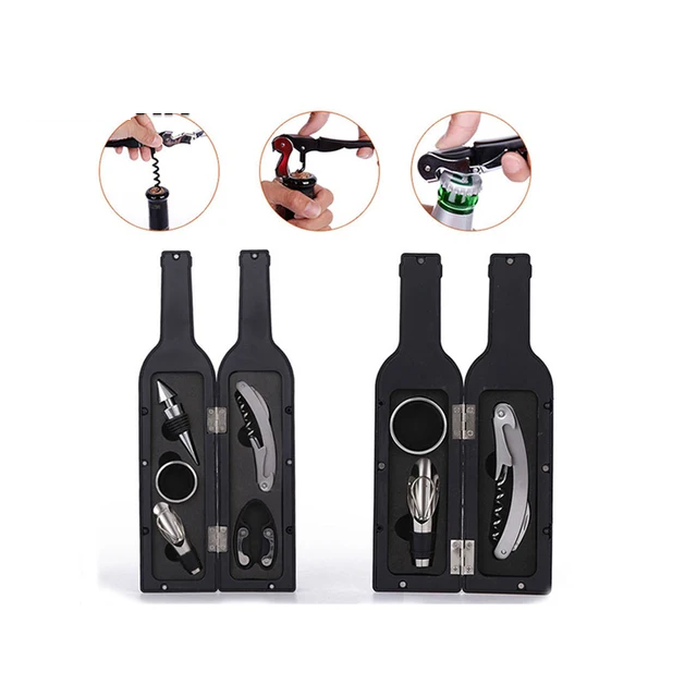 5 Pcs Deluxe Wine Accessory Gift Set - Wine Bottle Corkscrew Opener,Stopper