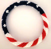 2 Pcs Set US Flag Design Colors Pattern Roll Over Nepal Handmade Jewelry Glass Beaded Bracelets