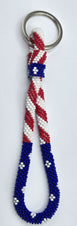Handmade American Flag Design Beaded Keychain Bracelet Patriotic Color Glass Beaded Car Key Holder Wristlet for Women Keychain Bracelet Cute Keychain Accessories Cute Wrist Strap Gift