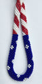 Handmade American Flag Design Beaded Keychain Bracelet Patriotic Color Glass Beaded Car Key Holder Wristlet for Women Keychain Bracelet Cute Keychain Accessories Cute Wrist Strap Gift