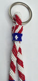 Handmade American Flag Design Beaded Keychain Bracelet Patriotic Color Glass Beaded Car Key Holder Wristlet for Women Keychain Bracelet Cute Keychain Accessories Cute Wrist Strap Gift