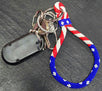 Handmade American Flag Design Beaded Keychain Bracelet Patriotic Color Glass Beaded Car Key Holder Wristlet for Women Keychain Bracelet Cute Keychain Accessories Cute Wrist Strap Gift