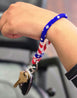 Handmade American Flag Design Beaded Keychain Bracelet Patriotic Color Glass Beaded Car Key Holder Wristlet for Women Keychain Bracelet Cute Keychain Accessories Cute Wrist Strap Gift