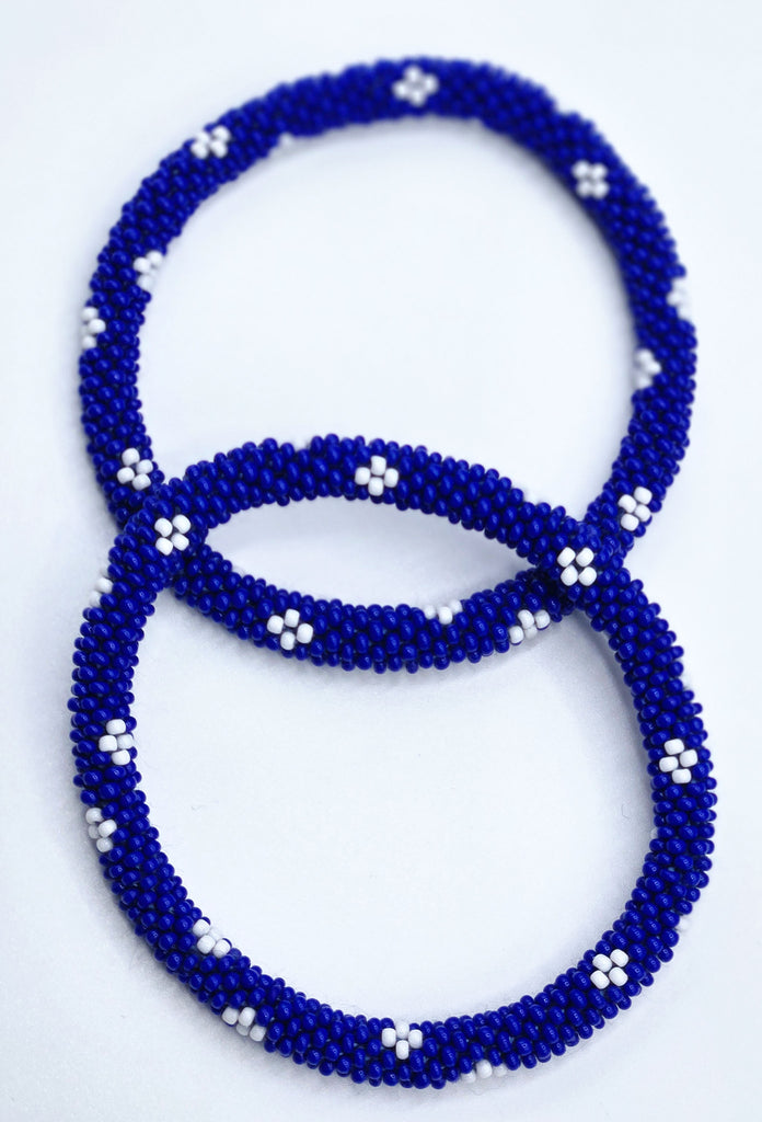 Set of 2 Handmade Nepal Czech Glass Seed-Bead Crochet Bracelets Boho Chic Roll-On Bangles, One-Size Fits Most – Women’s Fashion Jewelry, Boho Hippie Beaded Bracelet/Bangles, Boho-Hippe Roll-On Crochet Bracelets, Artisan-Made Accessories