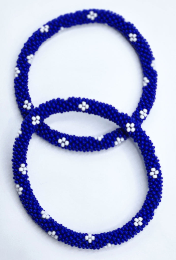 Set of 2 Handmade Nepal Czech Glass Seed-Bead Crochet Bracelets Boho Chic Roll-On Bangles, One-Size Fits Most – Women’s Fashion Jewelry, Boho Hippie Beaded Bracelet/Bangles, Boho-Hippe Roll-On Crochet Bracelets, Artisan-Made Accessories