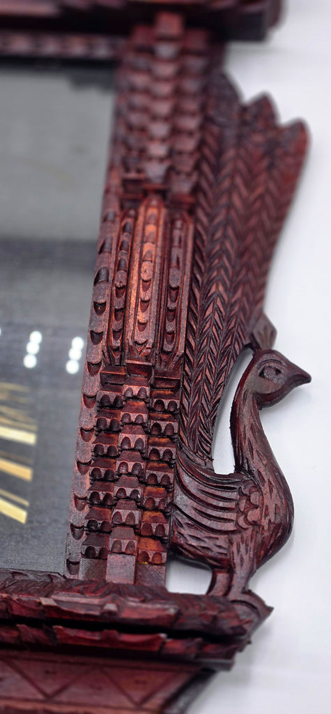 Handmade Peacock Wooden Photo Frame – Traditional Nepal Newari Window Design with Hay Art of Gautam Buddha’s Birthplace, Maya Devi Temple Lumbini Wall Décor Handmade Art, Hand Carved Wooden Home Decoration Artisan Craft From Nepal.