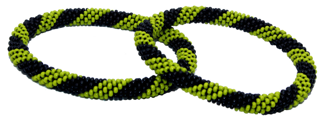 Set of 2 Handmade Nepal Czech Glass Seed-Bead Crochet Bracelets Boho Chic Roll-On Bangles, One-Size Fits Most – Women’s Fashion Jewelry, Boho Hippie Beaded Bracelet/Bangles, Roll-On Crochet Bracelets, Artisan-Made Accessories