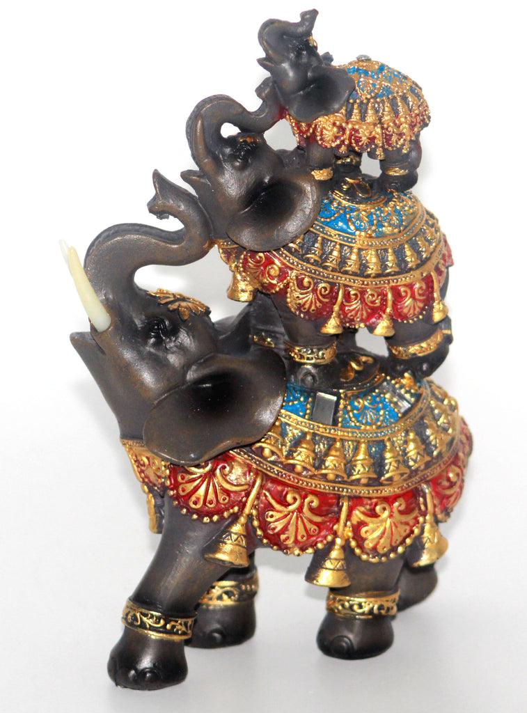 Dalax- 7"(H) Baby Elephants Riding on Mama Elephant Cute Elephant Statue Home Décor Elephant Gifts for Women Elephant Décor Figurines