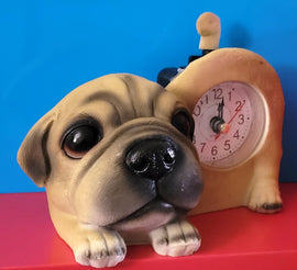 Cute Bulldog Figurine Desk Clock with Tail Cute Dog Home/Office Table Decoration