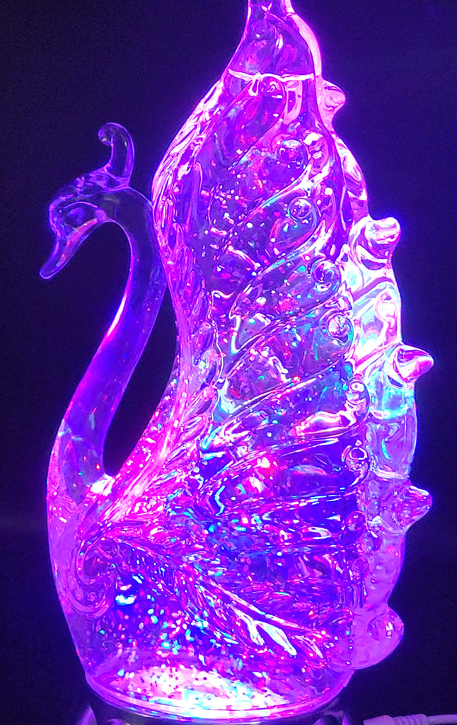 Dalax- Swan Figurine LED Lighted Sparkling Color Changing Snow Globe Water Lamp with 6 Hour Timer Function, Home Decorations Crafts Ornaments Decor Sculpture Figurine Collection Gifts