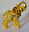 Dalax- 8” (H) Gold Color Elegant Elephant Statue With Trunk Facing Upwards Collectible Wealth Lucky Elephant Figurine, Home Office Decoration