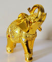 Dalax- 8” (H) Gold Color Elegant Elephant Statue With Trunk Facing Upwards Collectible Wealth Lucky Elephant Figurine, Home Office Decoration