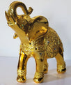 Dalax- 10” (H) Gold Color Elegant Elephant Statue with Trunk Facing Upwards Collectible Wealth Lucky Elephants Figurine, Perfect for Home Decor, Office Decoration Ornaments Statues Gifts Set