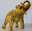 Set of 2 Dalax- 10” (H) Gold Color Elegant Elephant Statue with Trunk Facing Upwards Collectible Wealth Lucky Elephants Figurine, Perfect for Home Decor, Office Decoration Ornaments Statues Gifts Set