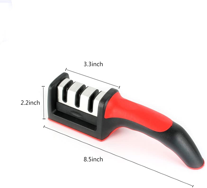 Circadus Professional Premium 3-Stage Chef Kitchen Knife Sharpener. Quick and Easy Sharpening, Straightening, and Polishing of Chef Blades and