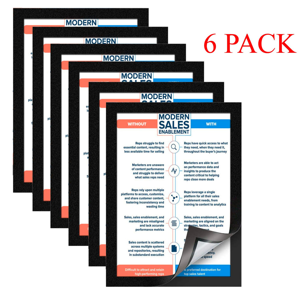 10 Sets of Picture/ Sign Holder Pockets with Adhesive Back, Plastic Frames Display, 8.5 x 11.6 Inches, 6 Pack