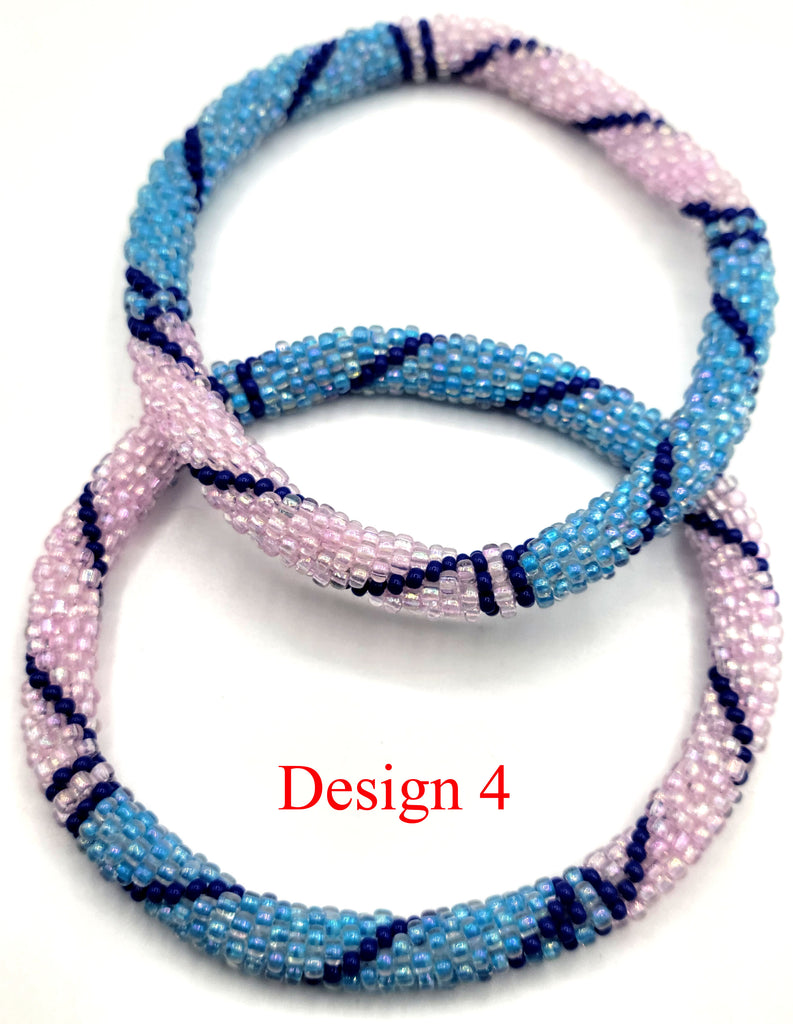 11 PC Mix Design Colors Pattern Roll Over Nepal Handmade Jewelry Glass Beaded Bracelets