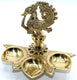 Decorative Brass Handmade Diya Deepak Brass Oil Lamp Decorative Diyas Handcrafted Diya for Pooja Mandir, Peacock Design Home Decor
