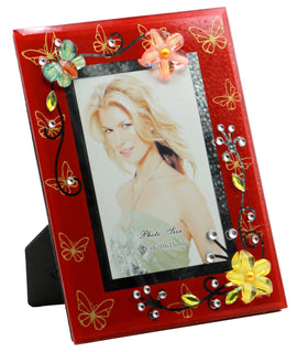4" x 6" Photo Picture Frame with Flowers and Butterflies Display Tabletop Frames