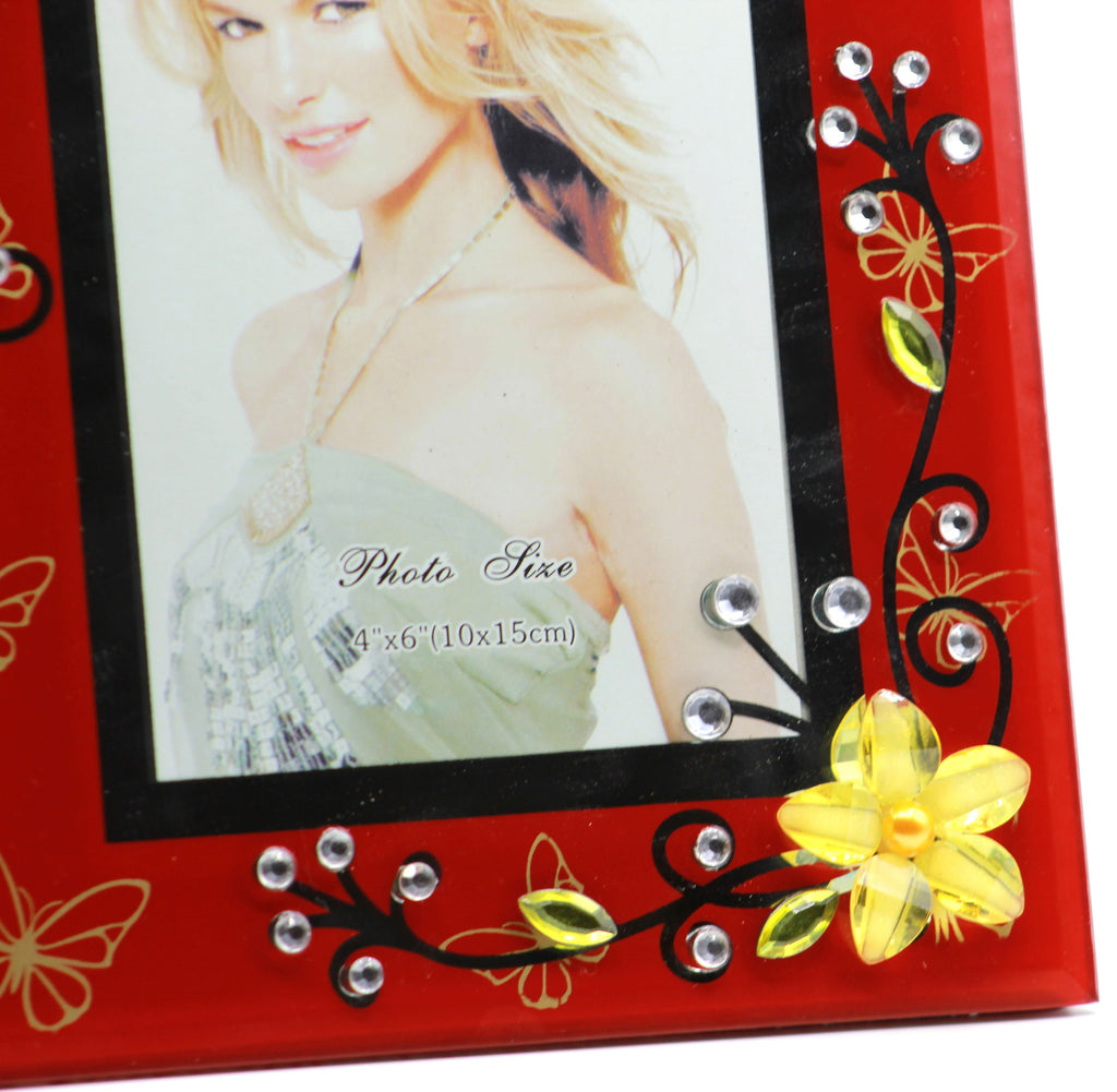 4" x 6" Photo Picture Frame with Flowers and Butterflies Display Tabletop Frames