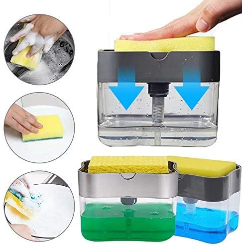 Dishwashing liquid dispenser sponge container, CATEGORIES \ Kitchen \ Dish  soap dispensers